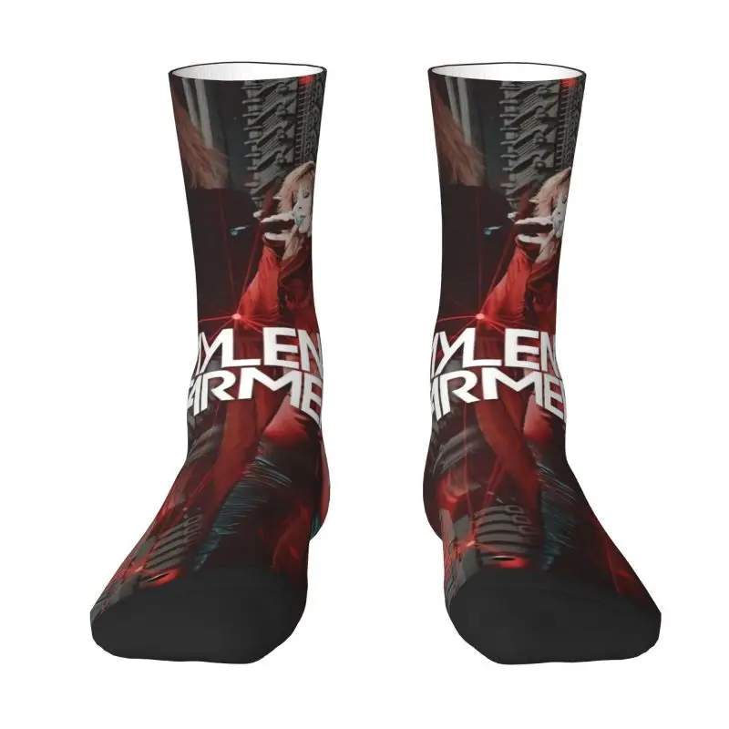 

Funny Mens Sexy Mylene Farmer Dress Socks Unisex Comfortable Warm 3D Print French Singer Songwriter And Actor Crew Socks