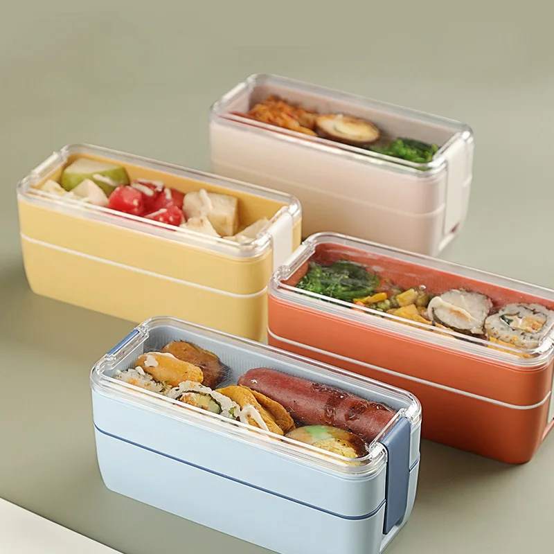 

800ml Lunch Box Bento Box For School Kids Office Worker 2 Layers Microwae Heating Lunch Container Food Storage Box