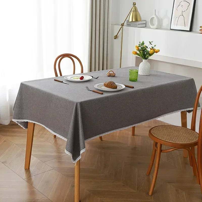 

PVC advanced tablecloth Nordic lace cotton linen table cloth waterproof oil-proof non-washable table mat green