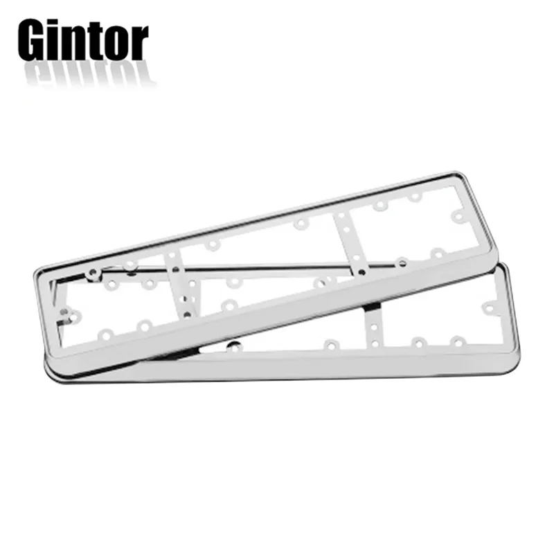 2pcs For Eu Car License Plate Frame Aluminum Alloy Universal Car