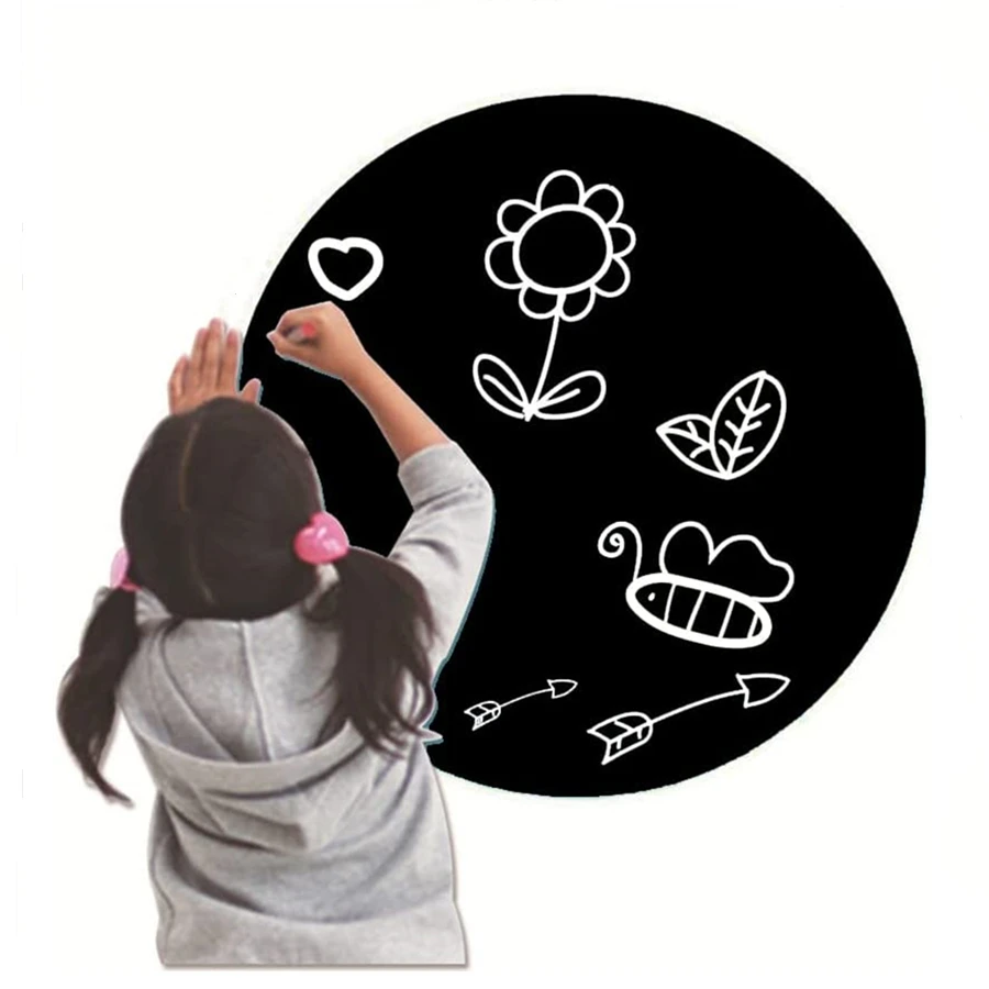 Black Chalkboard Contact Paper Self-Adhesive Dry Erase Circles Label Stickers Blackboard Decal Sticker for Child's Room & Home