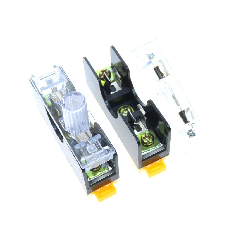 Glass Fuse 1pcs FS-101 Din Rail Mount Single Pole 6X30mm Fuse Holder Glass fuse 6*30 tube fuse casing WITH 10A FUSE
