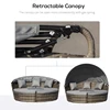 4-Piece Patio Furniture Set, Round Convertible Daybed or Sunbed with Adjustable Sun Canopy, Sectional Sofa, Blue/Gray/White 4
