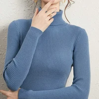 2026 Simple Women Turtleneck Sweater Winter Fashion Pullover Elastic Knit Ladies Jumper Casual Solid Black Female Basic Tops - Image 2