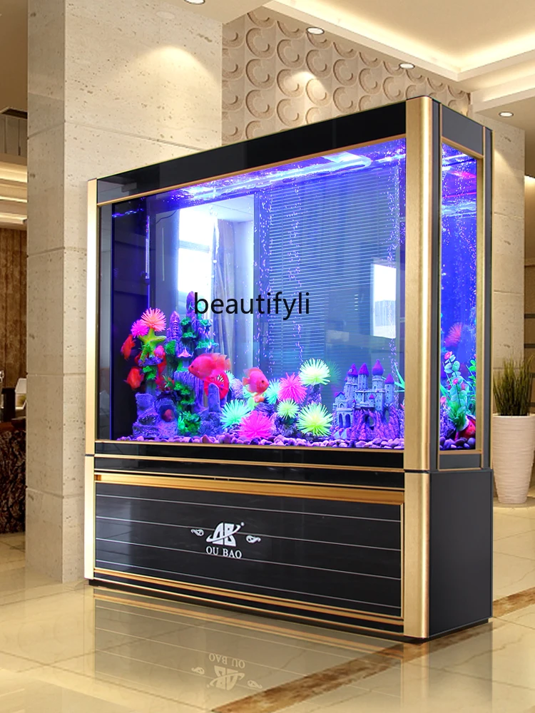 

Fish Globe Large Screen Hallway Aquarium Home Floor Living Room New Bottom Filter Cylinder