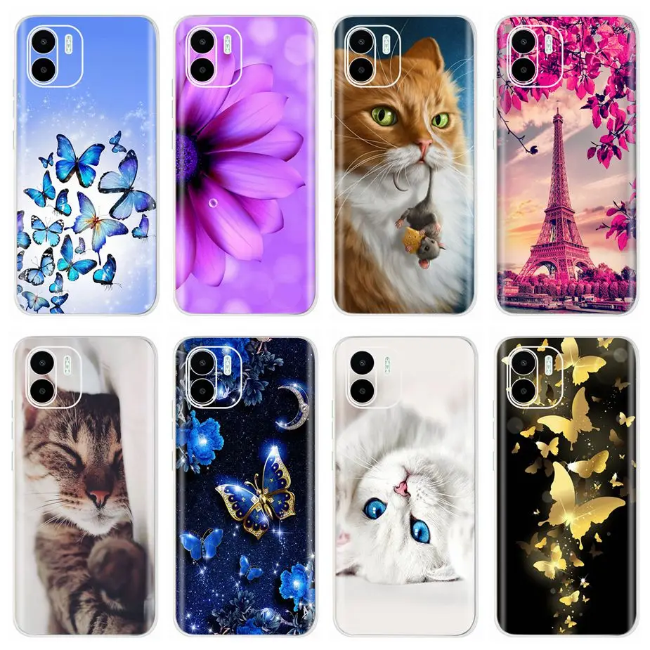 Per Xiaomi Redmi A1 Custodia Cute Cat Butterfly Cover Custodia Morbida In Silicone Per Xiaomi Redmi A1 Plus A1 + Cover Posteriore Fundas 6.55 ''Shell