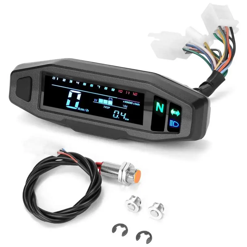 

Universal Motorcycle Speedometer Odometer Waterproof Speedometer LCD Digital Odometer RPM Fuel Level Meter Turn Signal Lights
