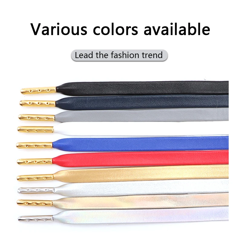 Flache PU-Leder-Schnürsenkel, wasserdicht, mit Metallkopf, gold, silber, laserreflektierend, für Sportschuhe und Basketballschuhe