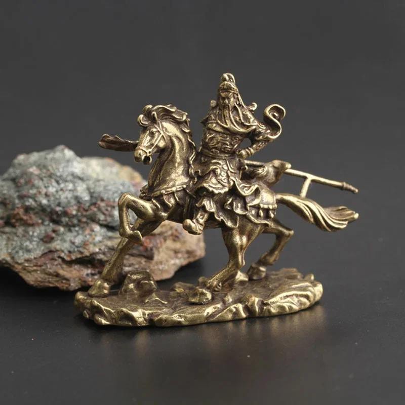 Chinese Fashion Crafts Martial God of Wealth Horse Ride Brass Figurines Sculpture Lucky Fortune Crafts Ornaments Home Desktop 2