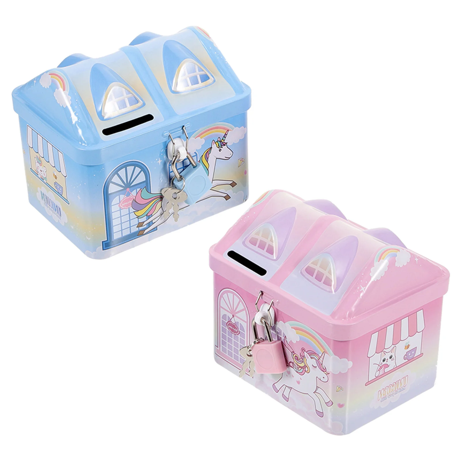 

Cartoon Unicorn House Saving Pot Cartoon Money House Saving Pot Cartoon Coin Container Lovely Money Pot with Lock