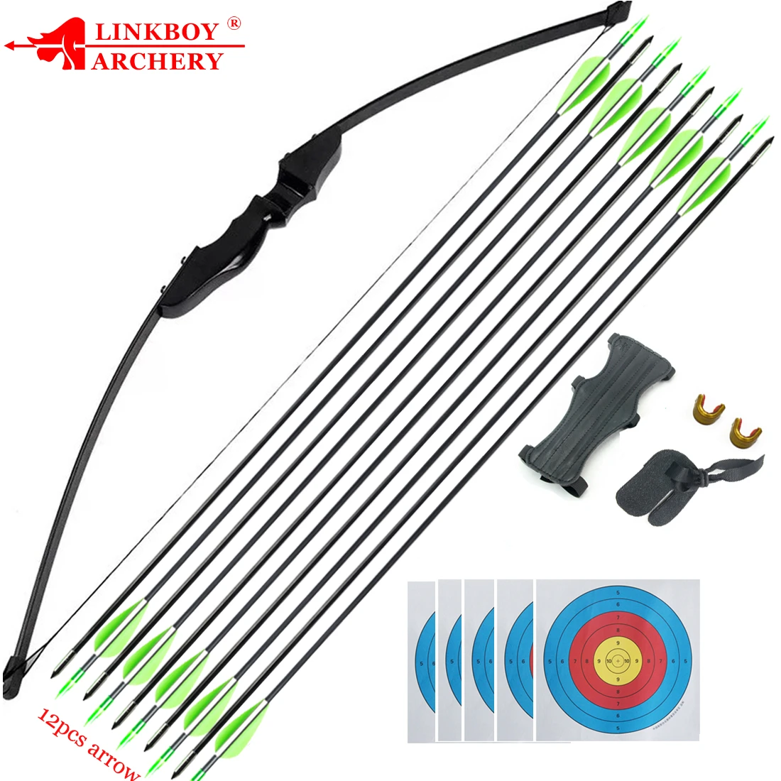 Archery Recurve Takedown Bow And Arrow Set 40lbs For Practice Wooden