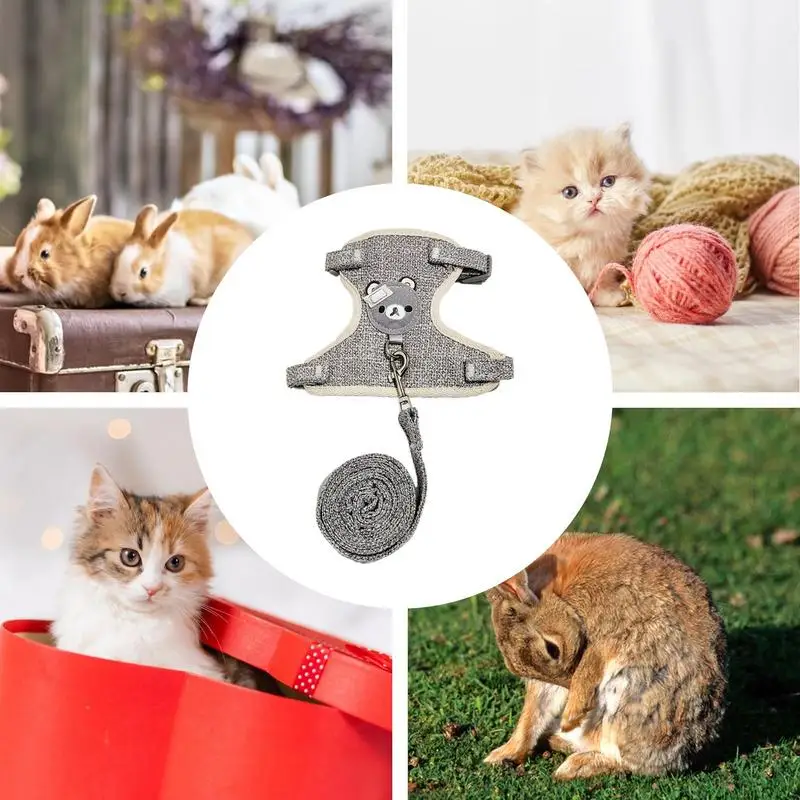 Lovely Small Pet Vest Chest Strap Dog Traction Rope Walking Dog Cat Bunny Vest Harness Adjustable Walking LeashVest Accessories