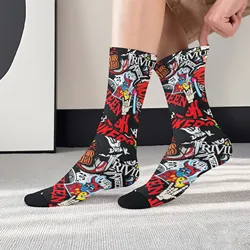 Rock Retro Graffiti Print Men's Mid - Calf Socks - Trendy Fashion - One Size (NO.1)