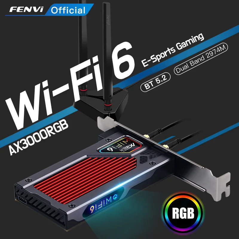 Fenvi Ax3000rgb Wifi 6 Pcie Wifi Card Pc Gaming Desktop For Bluetooth5