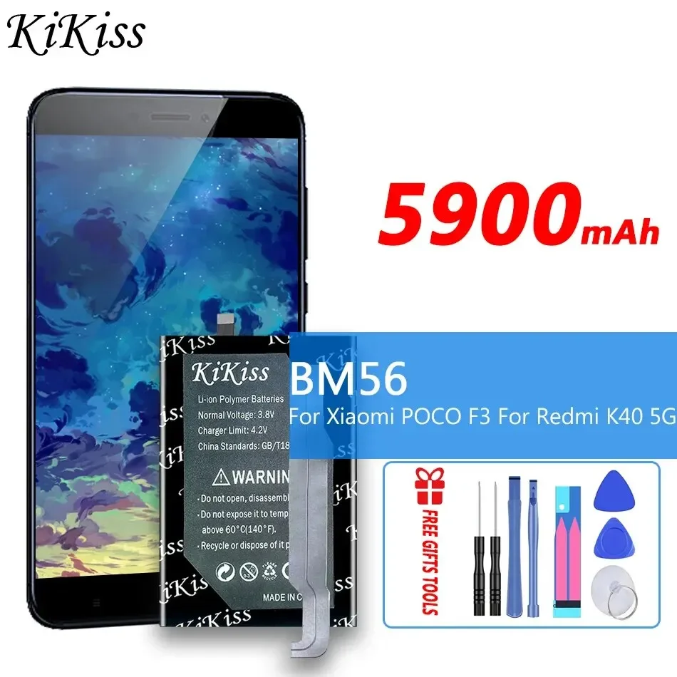 

Аккумулятор KiKiss BM56 5900 мАч для Xiaomi POCO F3 GT для Redmi K40 5G, сменная батарея