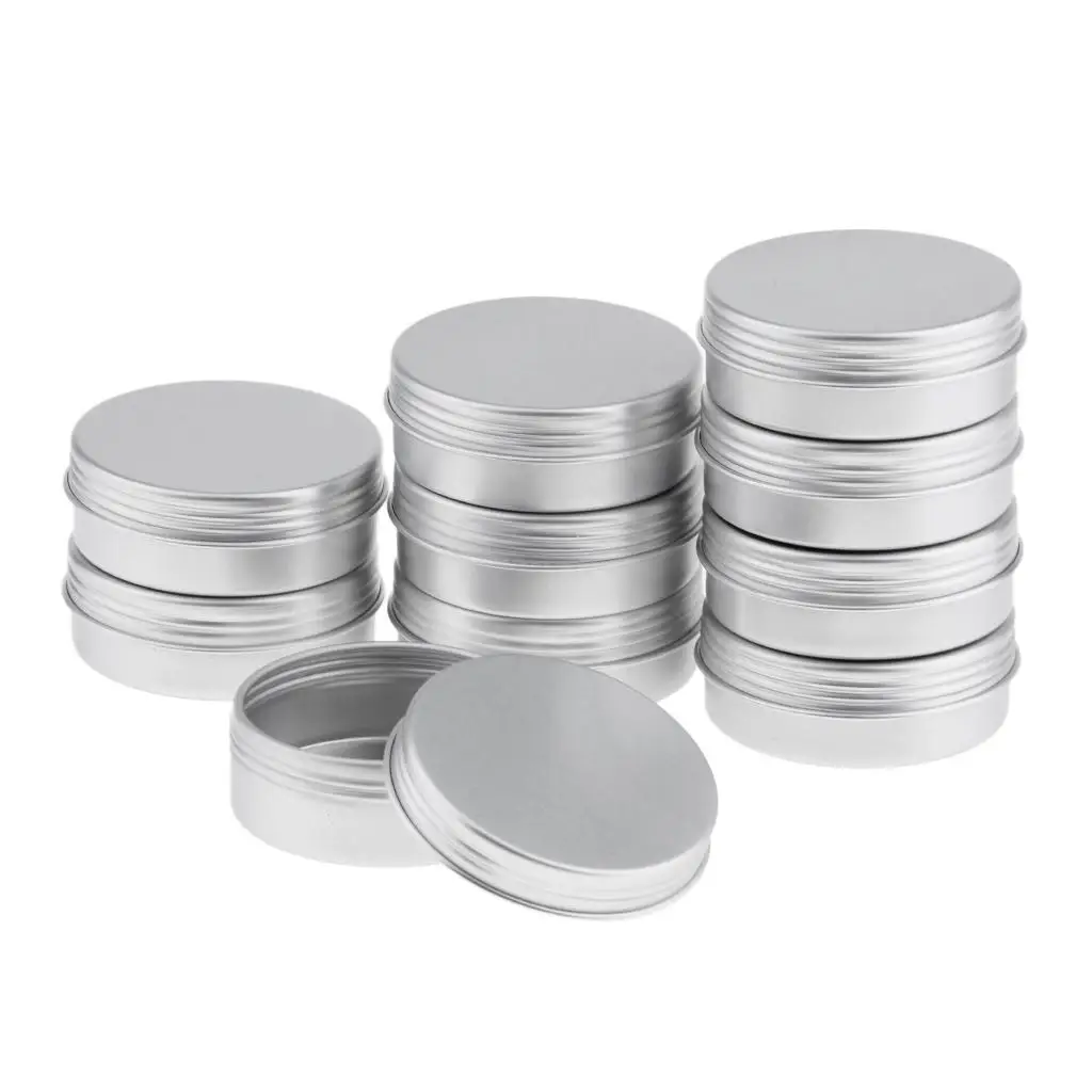 25ML/0.87Oz Screw Aluminum Round Tin Containers for Lip Balm, Crafts, Cosmetic, Candles, Travel Storage , Pack of 10