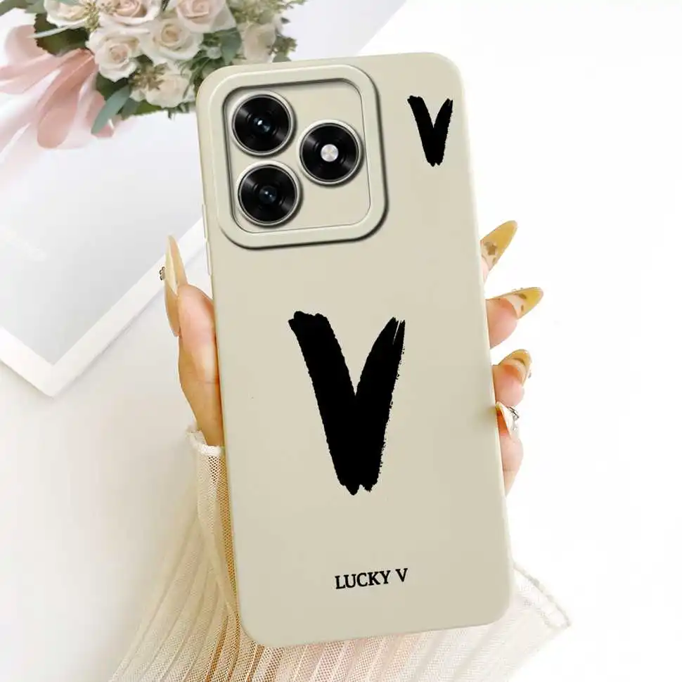 Silicone Soft Phone Back Cover with Lucky Letters - 6.74 Protective Case