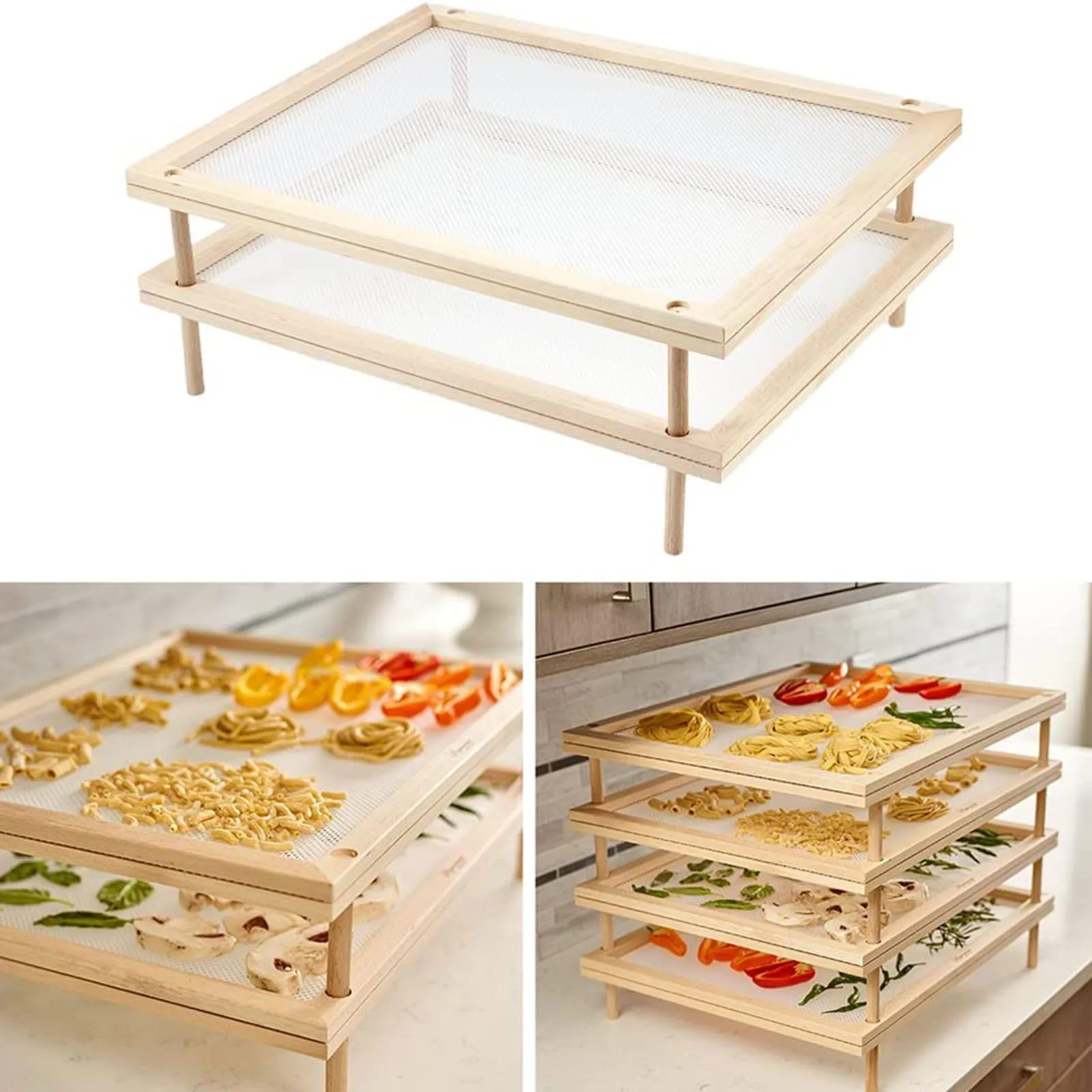 Drewniane spinacze do prania do makaronu wielofunkcyjne suszarki do świeże jedzenie wielokrotnego użytku, nadające się do układania w stosy, stojąca suszarka taca do suszenia makaronu Chili z siatką 9 Scc4be0fa8fb04c268921f5e7b30d3b3fm Drewniane spinacze do prania do makaronu wielofunkcyjne suszarki do świeże jedzenie wielokrotnego użytku, nadające się do układania w stosy, stojąca suszarka taca do suszenia makaronu Chili z siatką