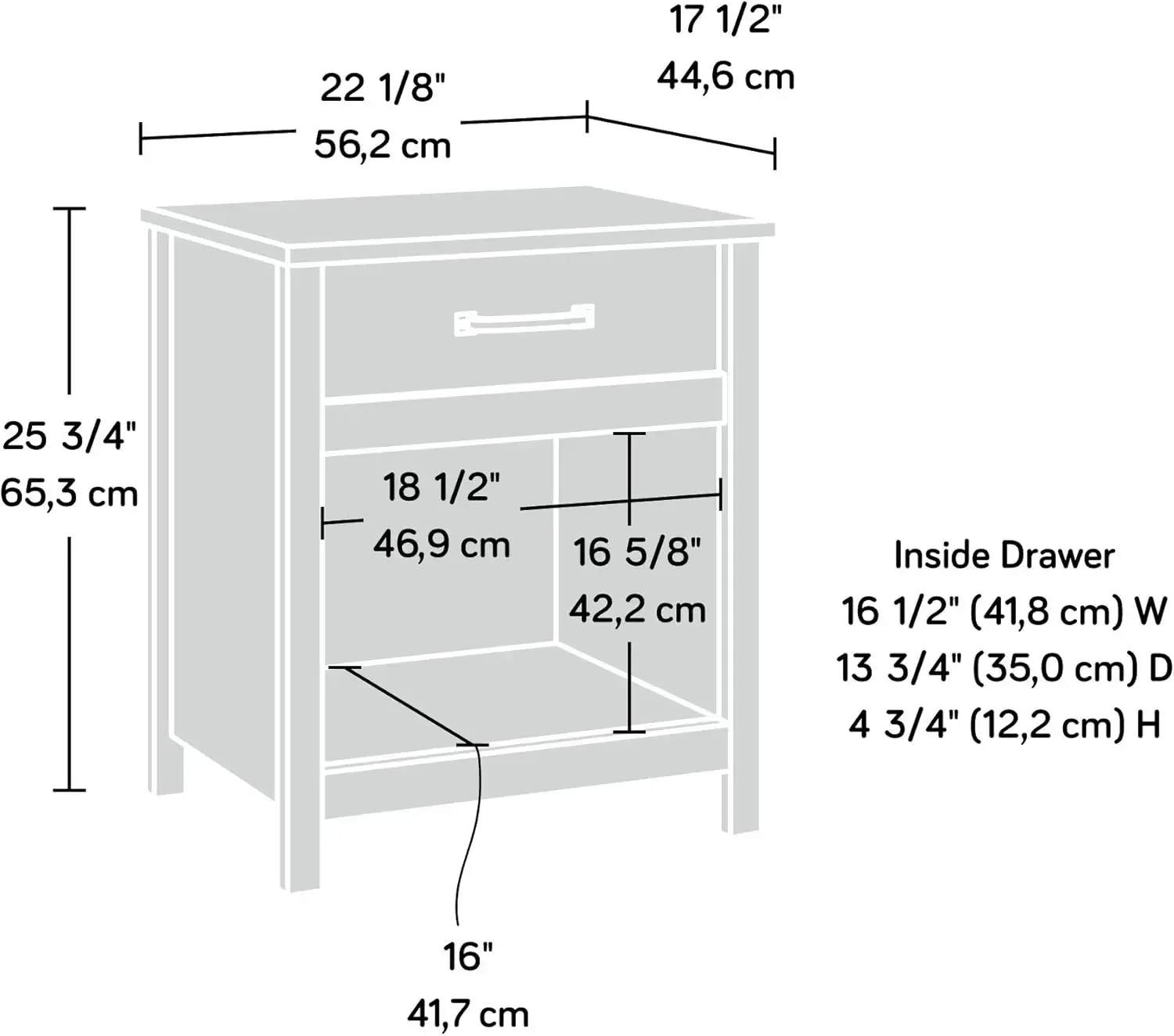 Sauder Cannery Bridge Night Stand, Lintel Oak finish