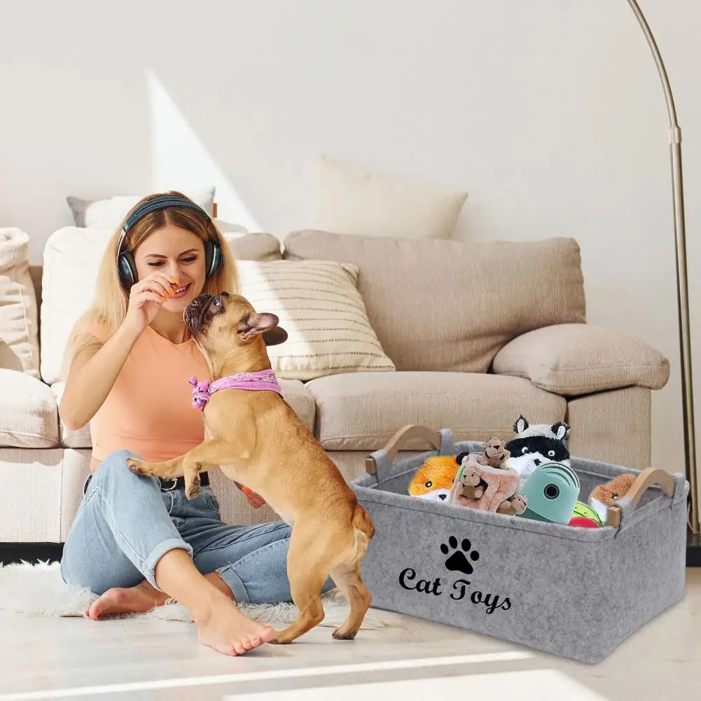 Cat Toy Organizer Lightweight Large Capacity Pet Toy Storage Box Organize Toys Coats Blankets with This Flexible Storage Basket
