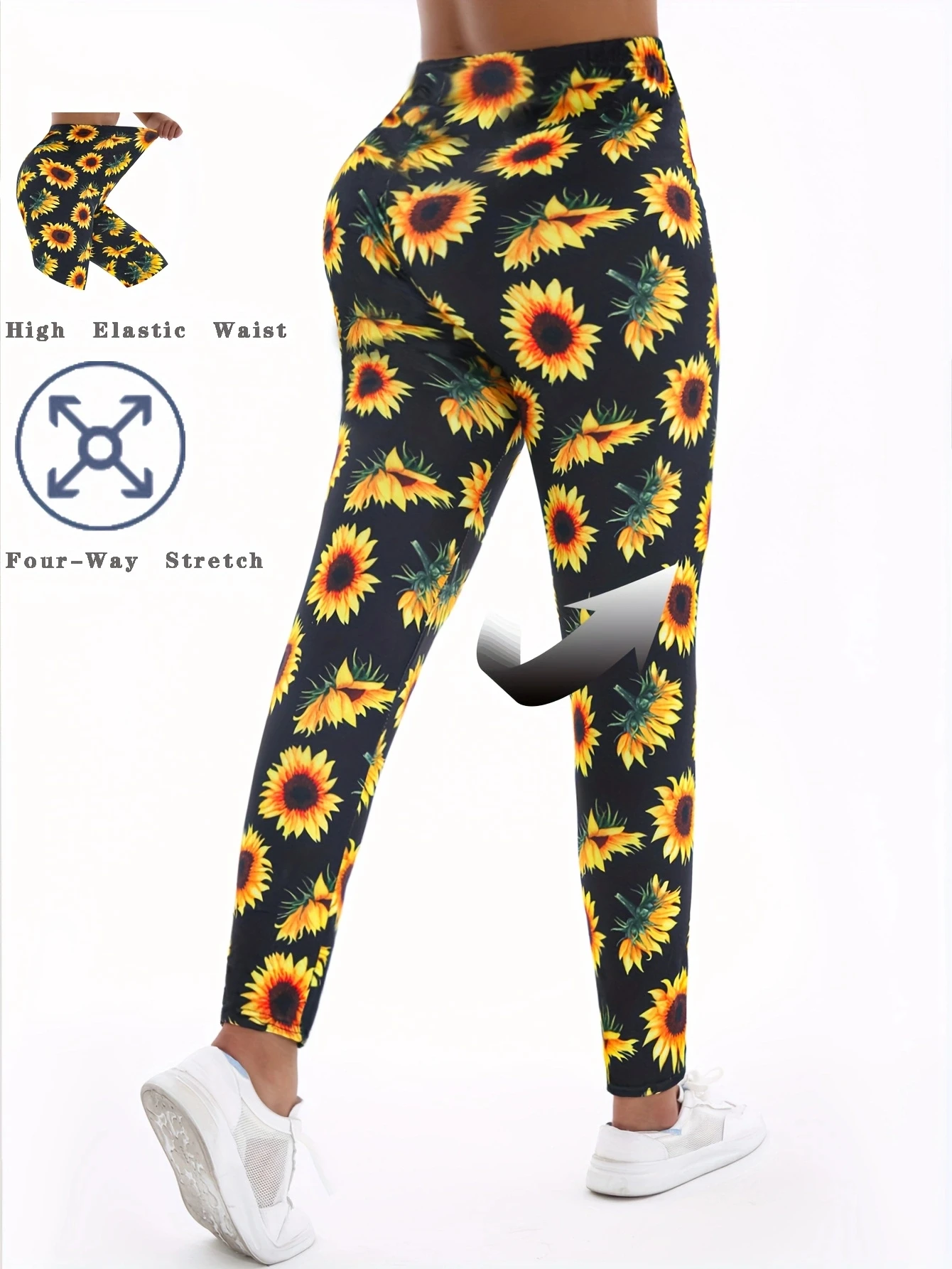 Sunflower Brushed Printed Tight Pants For Women Imitation Denim Legging High Stretch Fitness Yoga Pants Sexy Pencil Pants 1