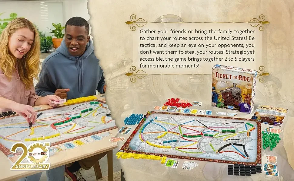 ticket to ride board game for kids and adults train route building strategy game family game night