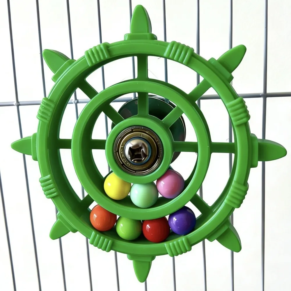 Rudder-Shaped Colorful Bird Spinner Toy with Beads – Durable Plastic Entertainment
