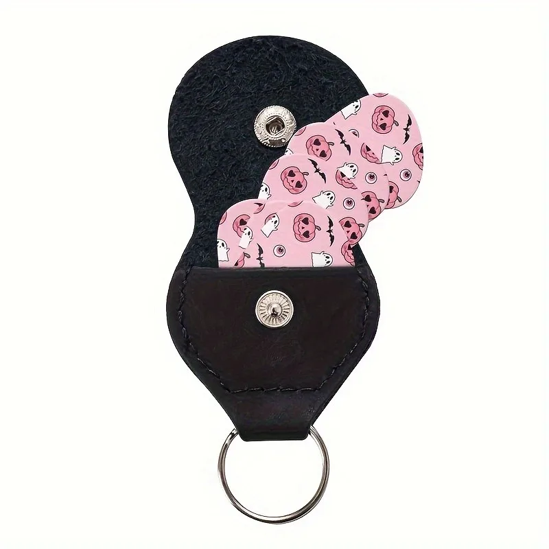 6 Pcs Original Sound Guitar Picks Double-Sided Printed Ukulele Guitar Finger Shrapnel Keychain Holster Gift For Music Lovers