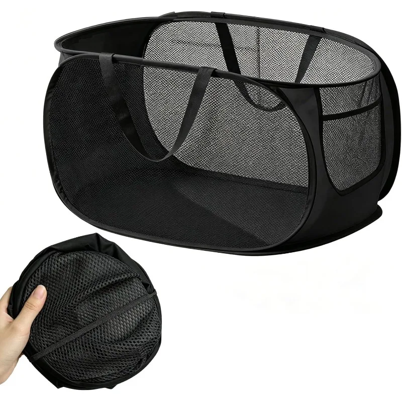 Large 70L Foldable Laundry Basket with Handles - Pop-Up, Lightweight, and Portable