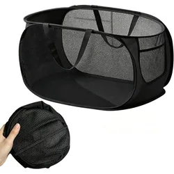 Large 70L Foldable Laundry Basket with Handles - Pop - Up, Lightweight, and Portable (Black)