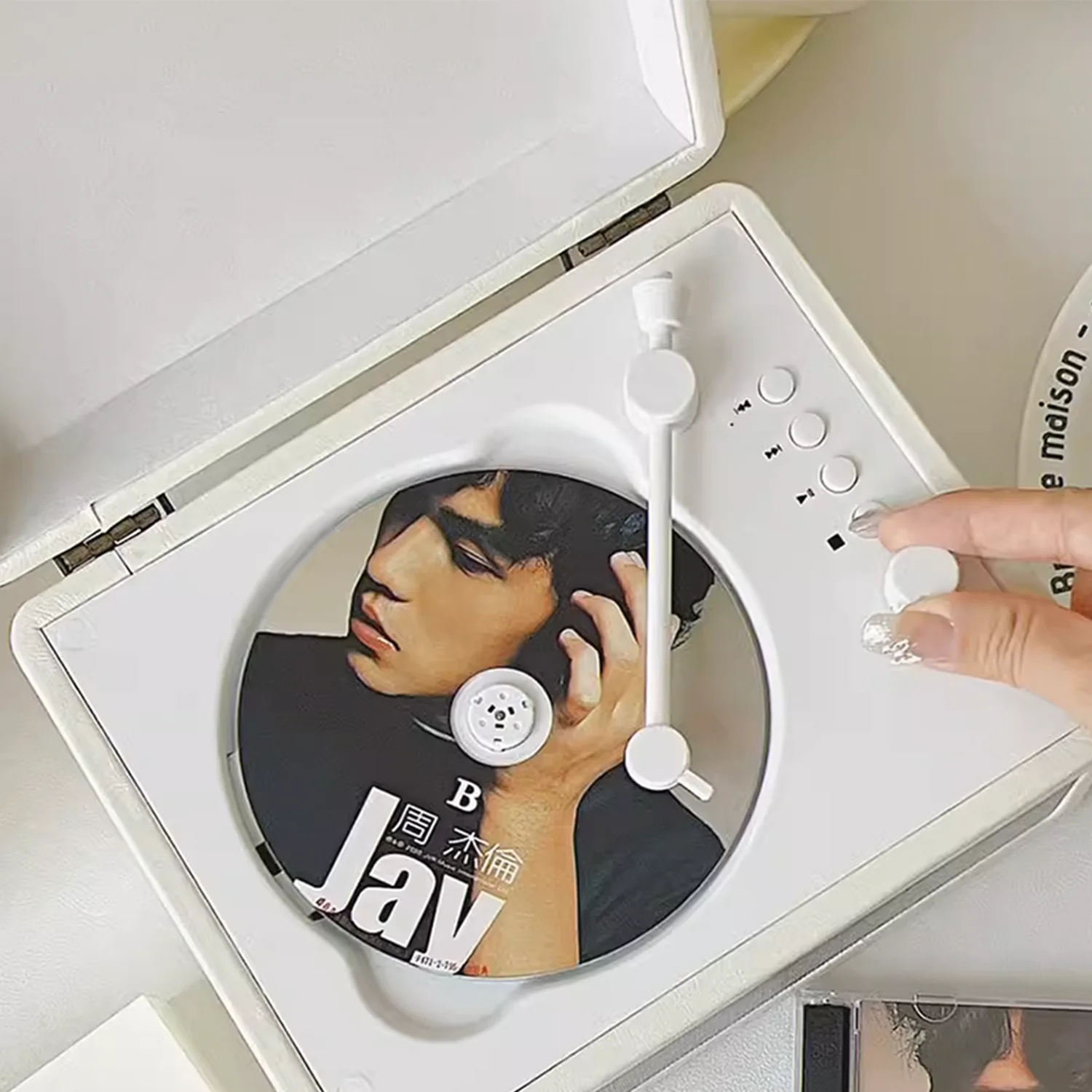 Retro CD Player with Speaker Home Portable Bluetooth Speaker Audio AUX Input/Output Built-in 2000mAh Battery