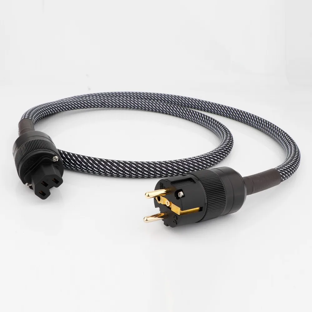 Preffair 8N AC313 Kupfer SCHUKO Stromkabel Vergoldetes EUR-Netzsteckerkabel Hifi-Netzkabel für DVD CD AMP – Detail 12
