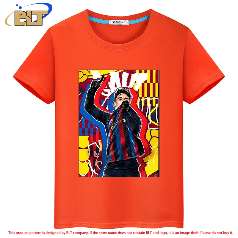 

Gavi printed children's clothing football peripheral personalized children's T-shirt summer sports short sleeves