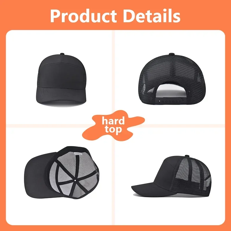 Custom Embroidery Logo 5 Panel Mesh Trucker Baseball Cap for Men and Women Outdoor Leisure Cap