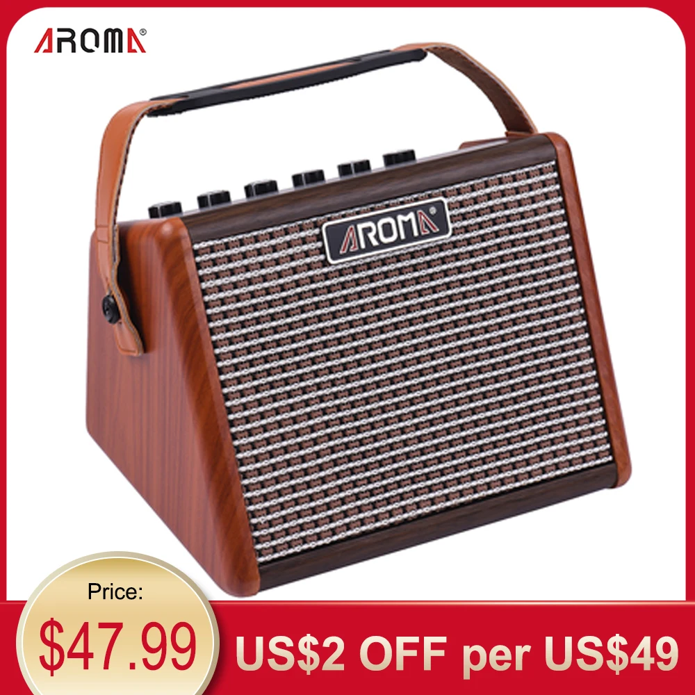 AROMA de guitarra acústica, BT, batería recargable integrada con interfaz de micrófono, 15W - AliExpress Deportes y entretenimiento