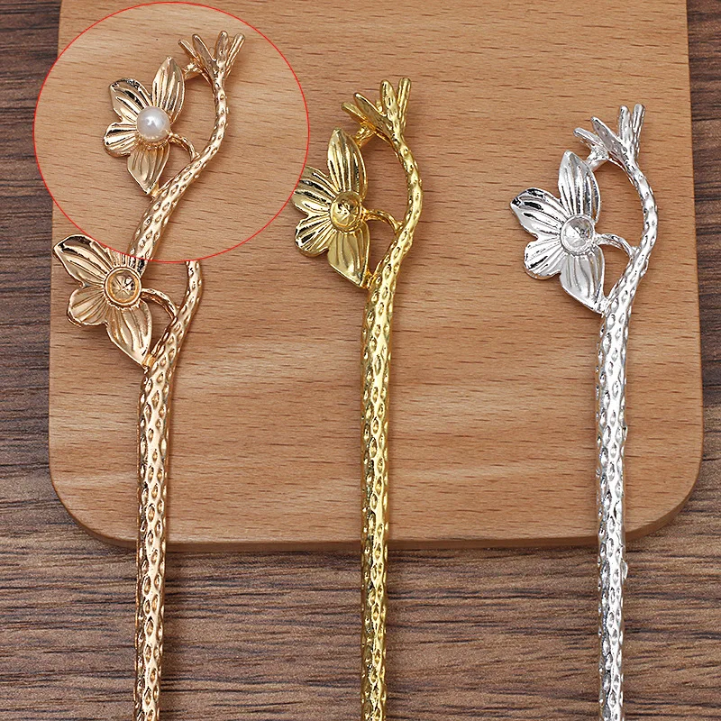 10 개/대 23*162 미리메터 헤어핀 금속 꽃 분기 모양 헤어 스틱 빈티지 헤어 액세서리