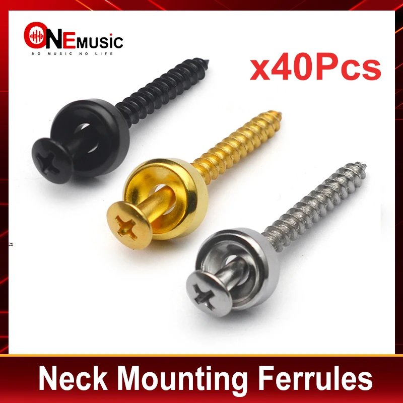 Guitar neck Joint Plate Screw Bushings Ferrules For Neck Mounting With Screws black-chrome-Gold 40pcs