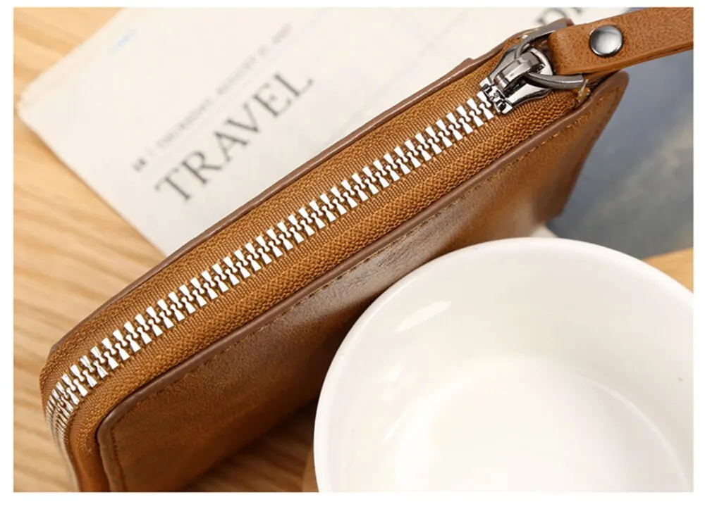 Carteira Masculina de Couro Com Zíper Antifurto Carteira Masculina de Couro - Stony Shop