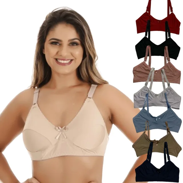 Kit 3 Sutiã Reforçado de Sustentação Básico Com Alça Larga Lingerie Feminina Adulto