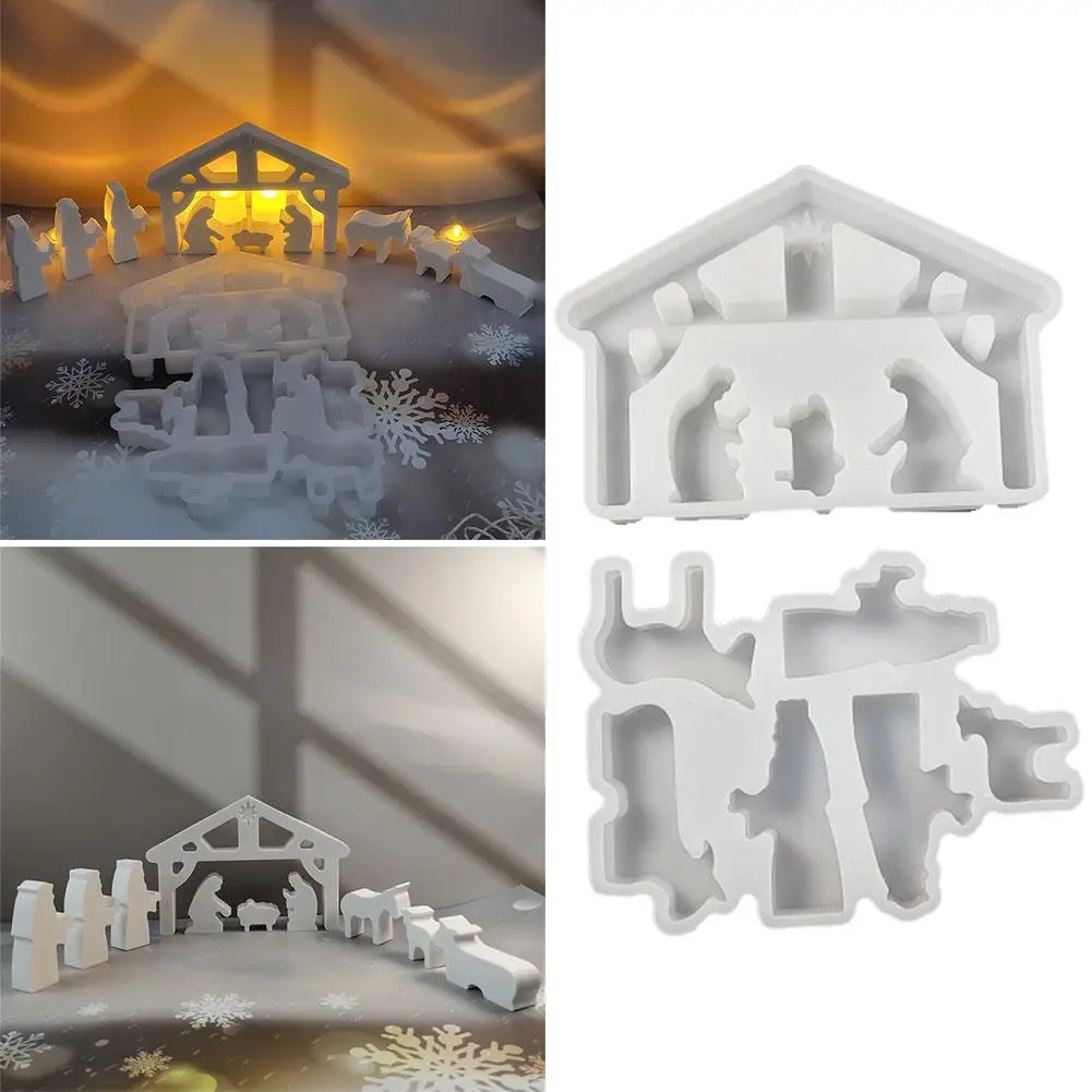 Description Picture 4 of itemNativity Set DIY Silicone Mold Christmas Ornament Decoration 3D Holy Religion Nativity Silicone Candle Mold Table Ornament Mold