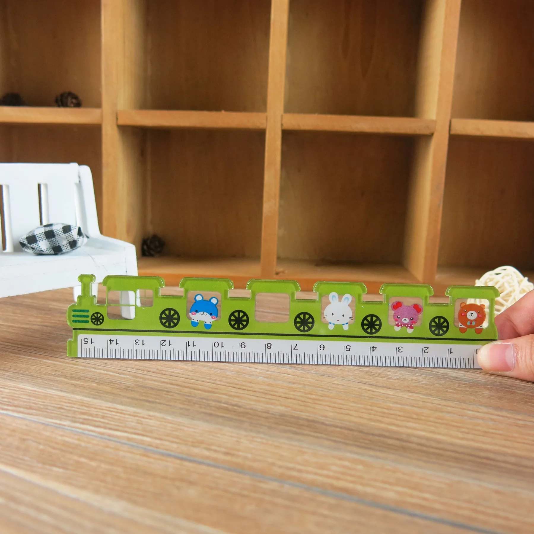 Cute Colors Train Straight Ruler Cartoon Drawing Gift Office School Measuring 1 Piece