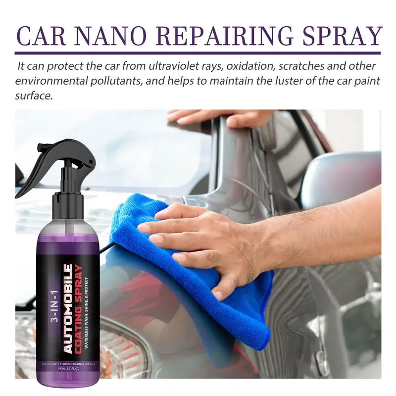 3 In 1 High Protection Quick Car Coating Spray 100ml Cleaning Repair Polishing Spray Coat Ceramic Coating Protective Car Kit
