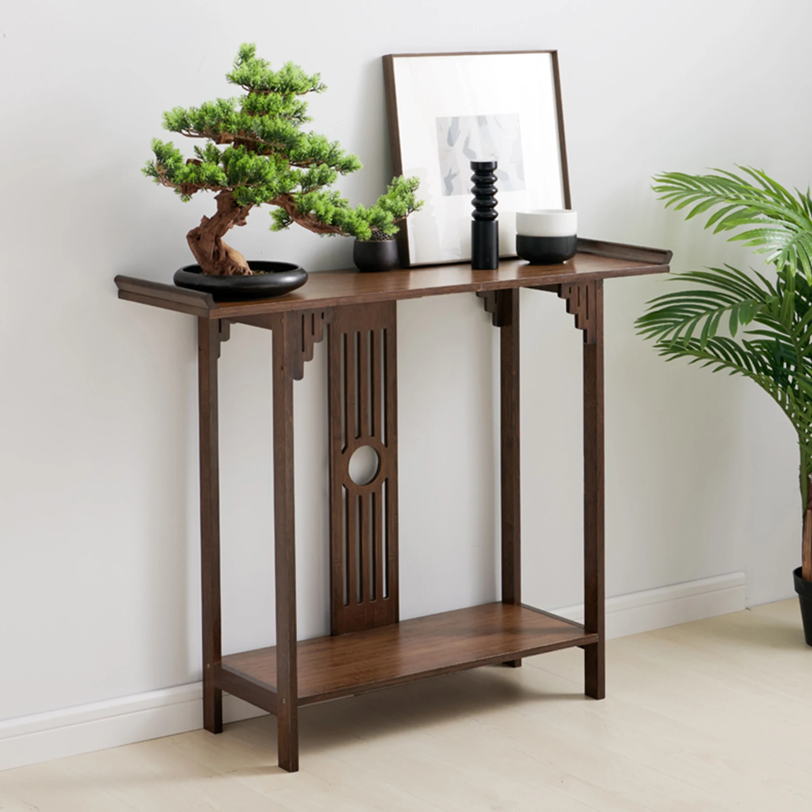 CNCEST Wood Console Table 2-Tier Narrow Entrywaty Table Long Sofa Long Accent End Sideboard