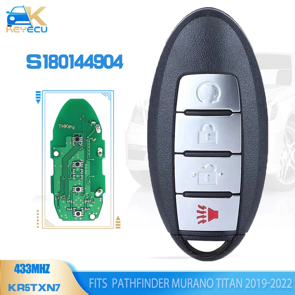 

KEYECU S180144904 KR5TXN7 для Pathfinder Murano Titan 2019 2020 2021 2022 смарт-ключ Remtoe 4 кнопки FSK 433 МГц 4A