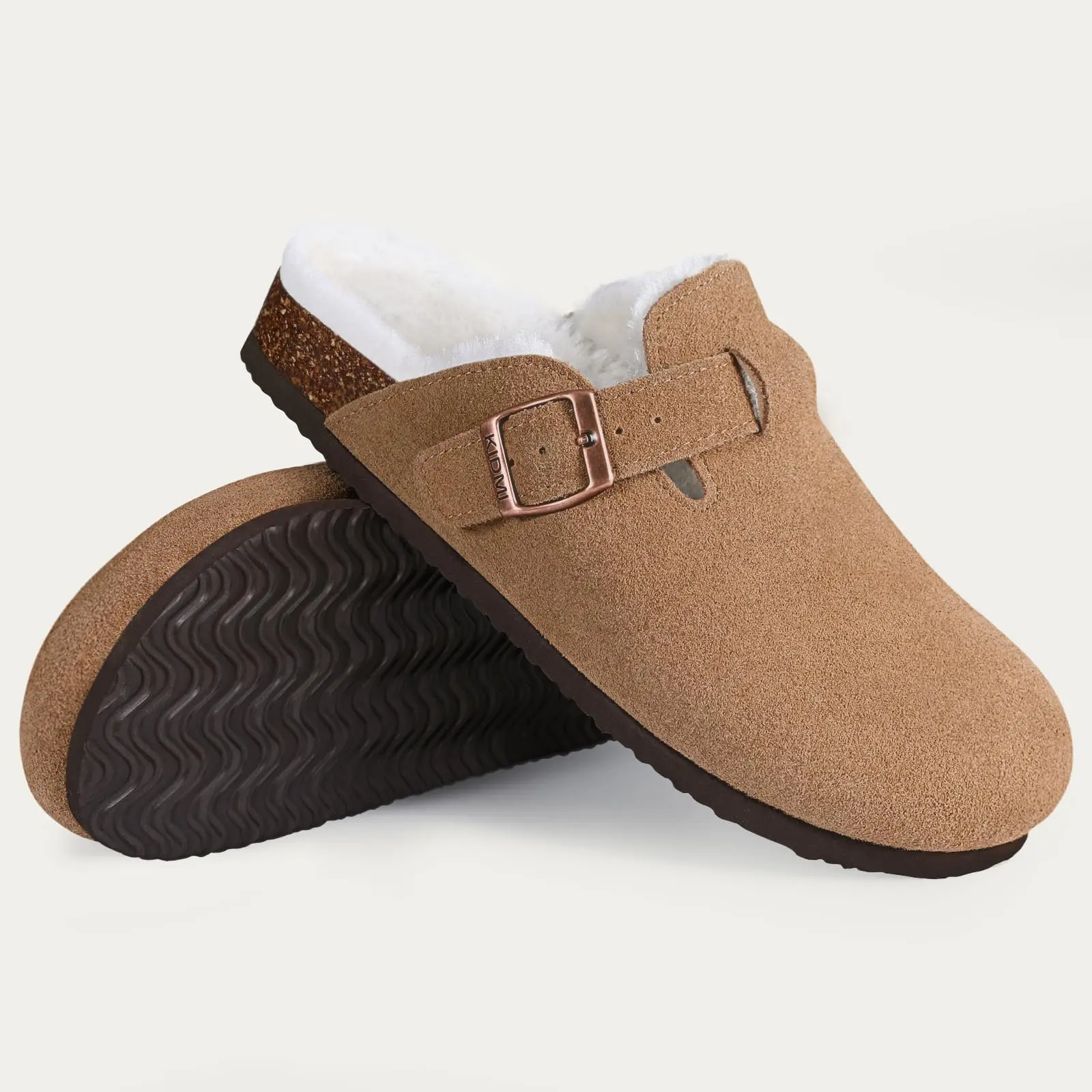 Winter Fur Suede Clogs Cork Footbed Cozy Fuzzy Slippers