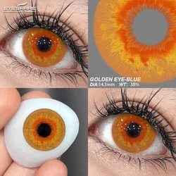 Vibrant Cosplay Color Contact Lenses - 1 Pair of Yearly Wear Anime Halloween Eye Enhancement (GOLDEN EYE-BROWN)