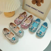Little Girl Leather Shoes Spring Autumn Luxury Rhinestone Children's Flats Fashion Sequins Kids Causal Princess Ballet Shoes 1
