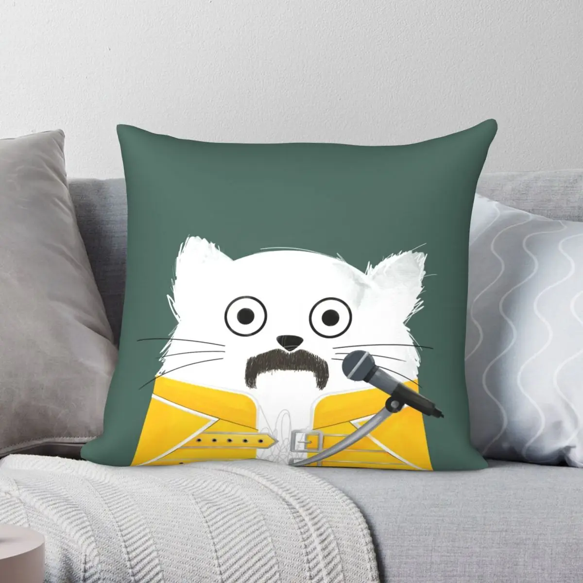 

Cat Freddie Pillowcase Polyester Linen Velvet Printed Zip Decor Throw Pillow Case Room Cushion Cover