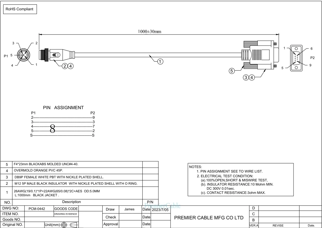 M12 A-Code 5-Pin Stecker auf DB9 Buchse CAN-Bus Datenlogger-Kabel IP67 M12 zu D-Sub 9-Pin RS232 Serielles Kabel für NMEA2000 CANOpen – Detail 1