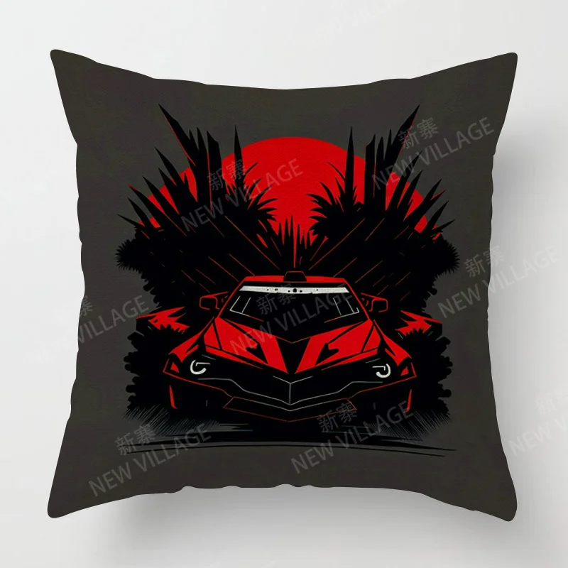 Modern Simple Car Illustration Pillow Cover Bedroom Cafe Decoration Applicable Car Cushion Cover 40x40cm 45x45cm 6